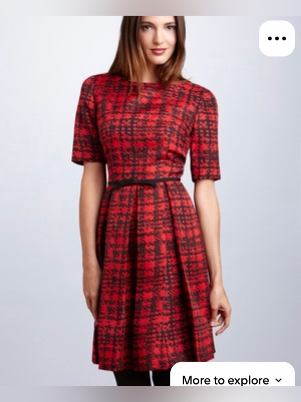 Red Plaid Fit-and-Flare Dress
